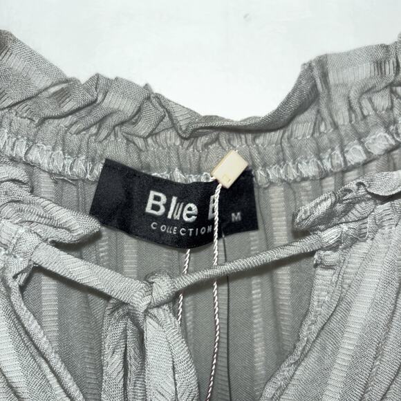 Blue B Romper Green Boho Cottage‎ core Sz M Stretch Flowy NWT Tassels Stripped50 - Picture 8 of 15